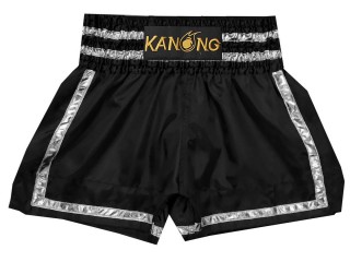 Pantalon Muay Thai Kanong  : KNS-140-Negro-Plata